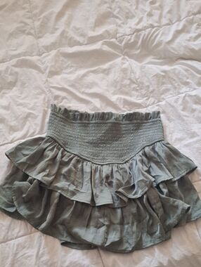Altar'd State Sage Green Ruffled Smocked Mini Skort